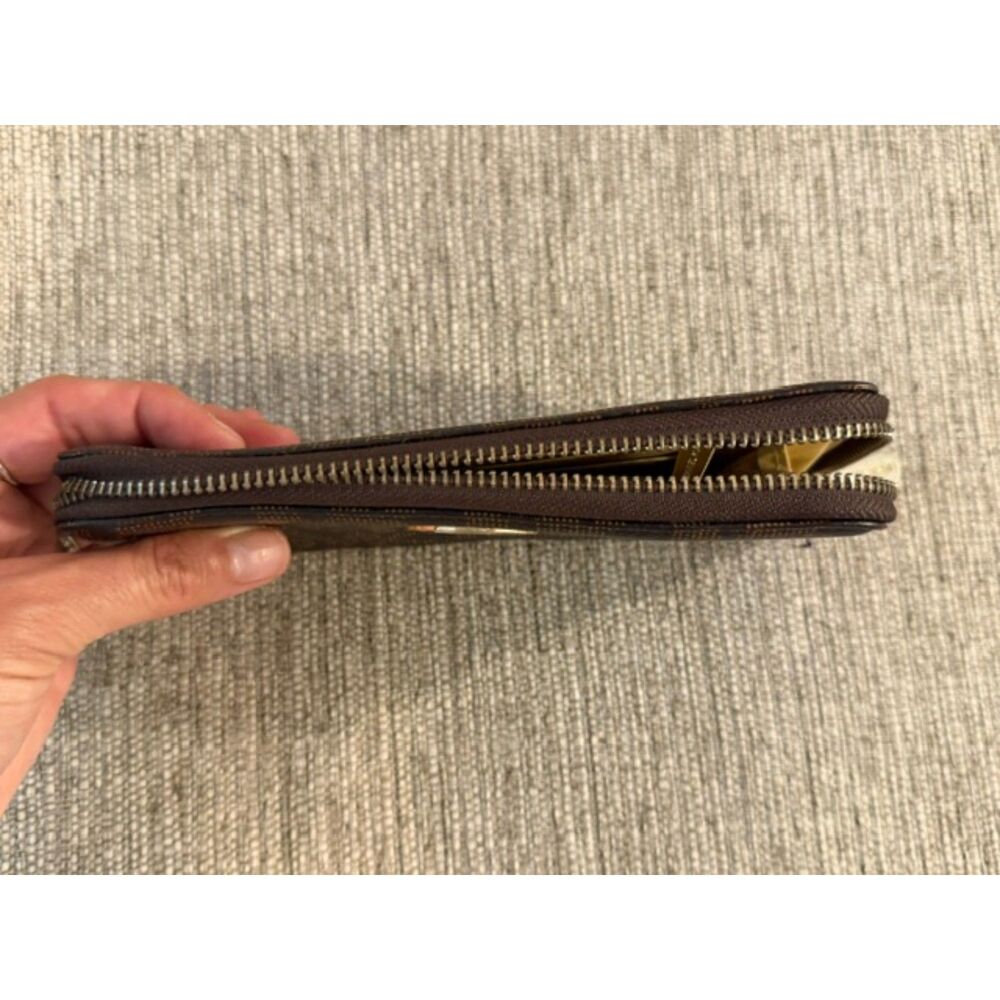 Michael Kors Zipper Wallet, Brown with MK